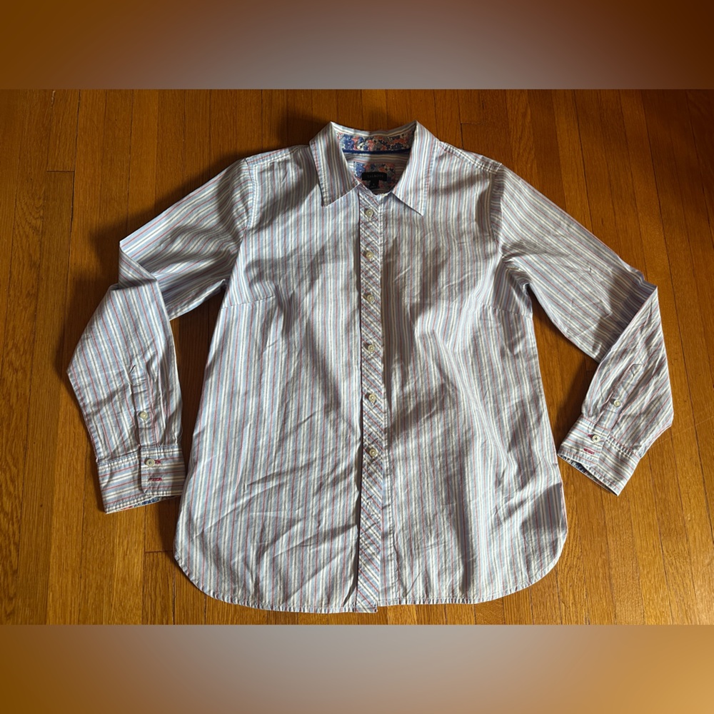 Talbots Pastel Striped Button Up Shirt, Size S